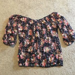 Floral sheer over the shoulder crop top size small